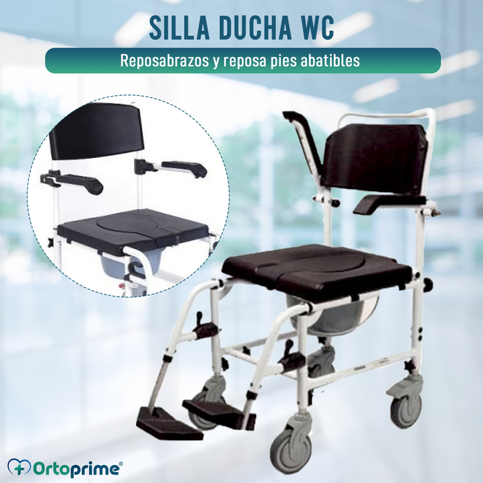 Silla Ducha WC Reposabrazos y Reposapiés Abatibles