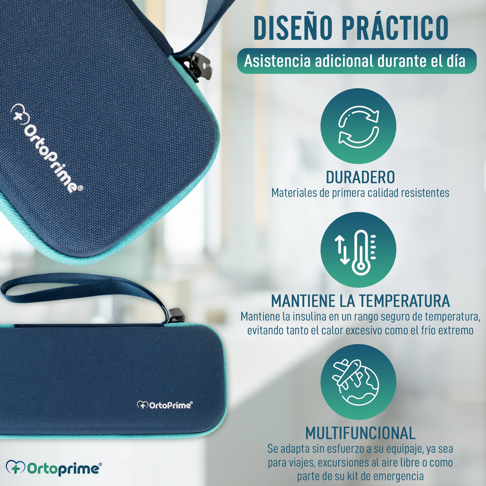 Estuche Insulina Isotérmico con 2 Bolsas Gel Frío y Cremallera — OrtoPrime