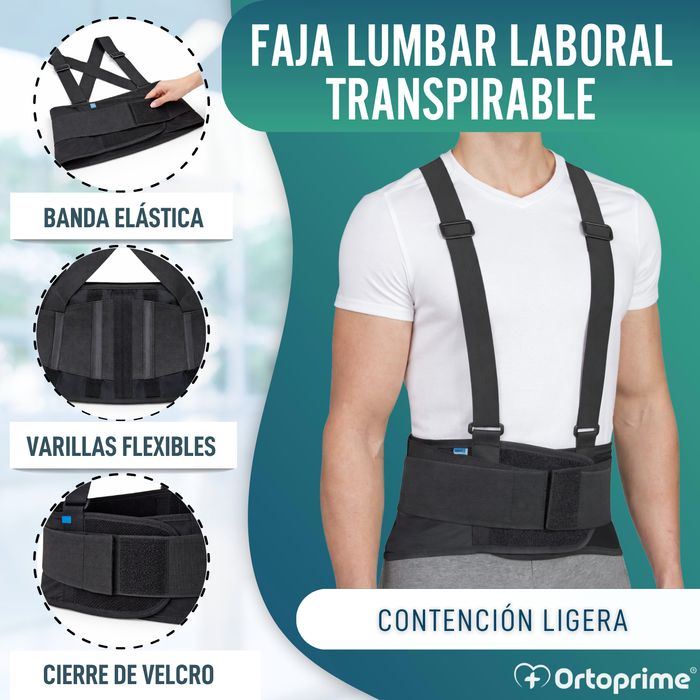 Faja Laboral Lumbosacrosa con Tirantes | Órtesis Ajustable