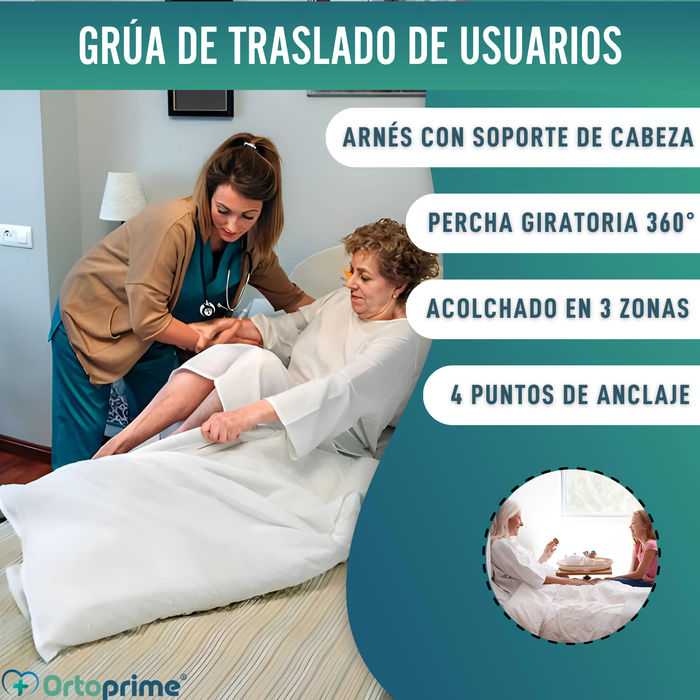 Grúa Ortopédica con Arnés para Soporte de Cabeza Incluido