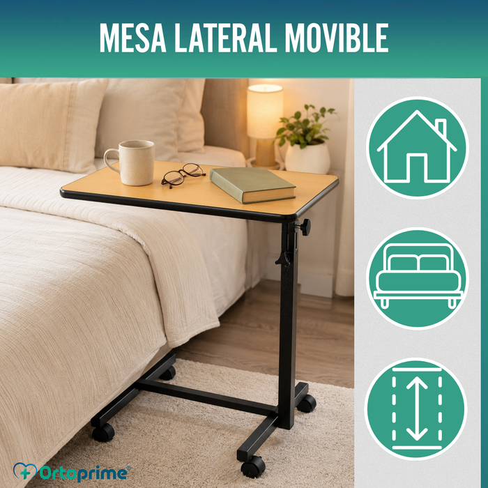 Mesa Auxiliar Plegable con Altura Regulable Tablero Abatible 90°