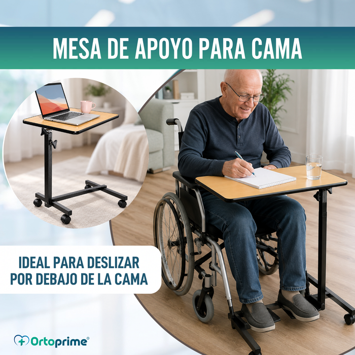 Mesa Auxiliar Plegable con Altura Regulable Tablero Abatible 90°