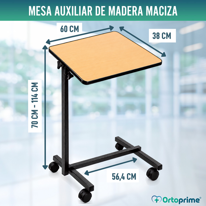 Mesa Auxiliar Plegable con Altura Regulable Tablero Abatible 90°