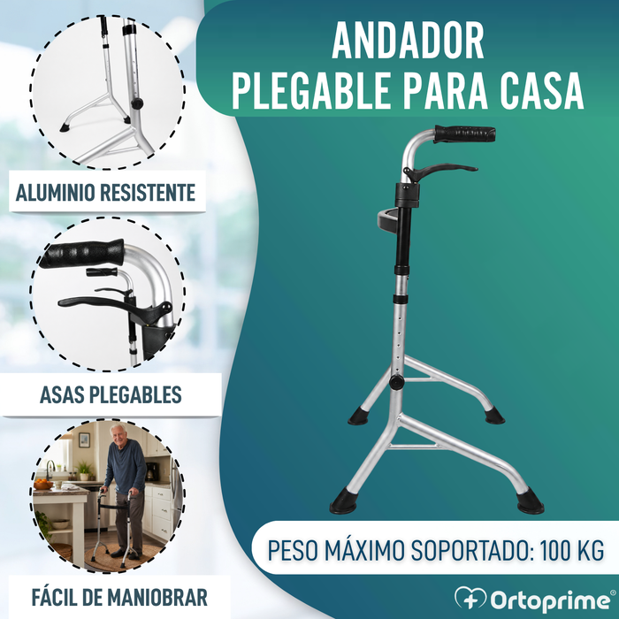 Andador Sin Ruedas con Asas Plegables | Altura Regulable