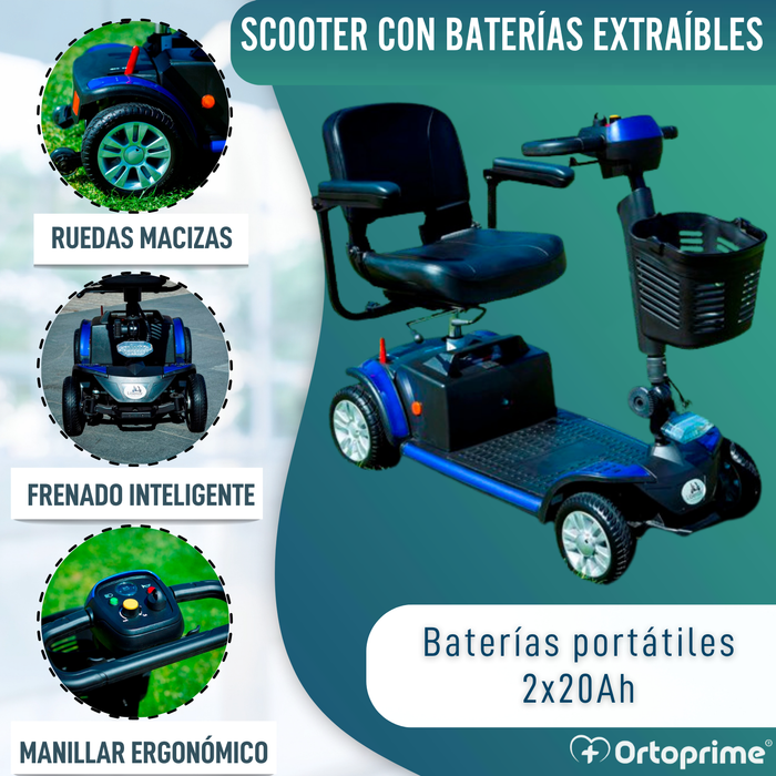 Scooter Eléctrico Compacto y Desmontable | 4 Ruedas