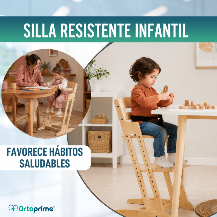 Trona Infantil Evolutiva de Madera con Altura Ajustable