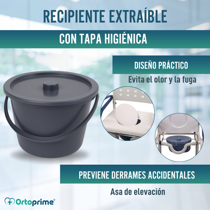 Silla Ducha WC Adultos Brazos y Pies Abatibles | Inodoro Portátil