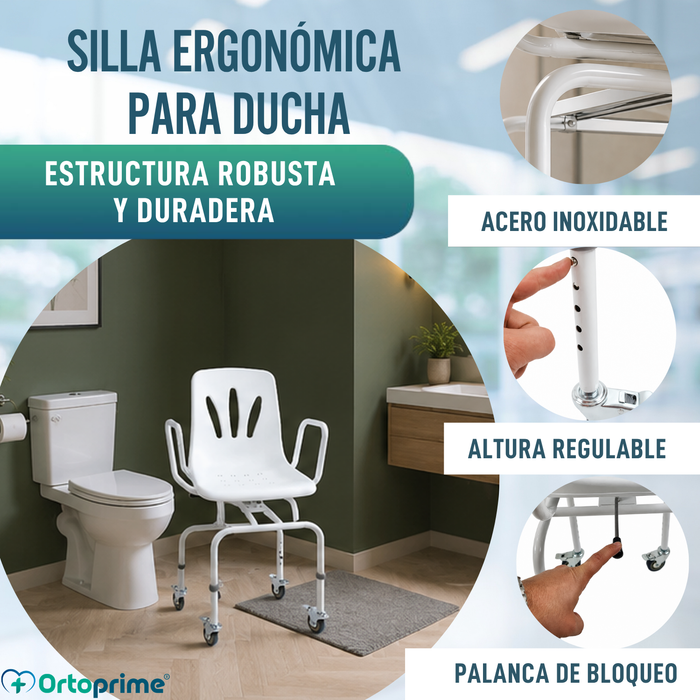 Silla Ducha Giratoria 360º con Ruedas | Silla Baño Adultos
