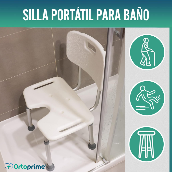 Silla de Ducha para Mayores Asiento en U y Altura Regulable