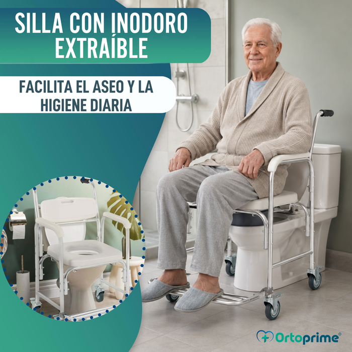 Silla Ducha WC con Pies Abatibles