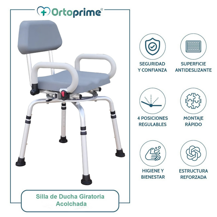 Silla de Ducha Acolchada y Giratoria | Movilidad Reducida