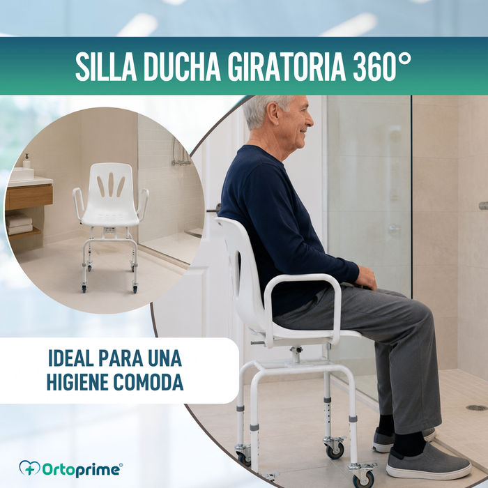 Silla Ducha Giratoria 360º con Ruedas | Silla Baño Adultos