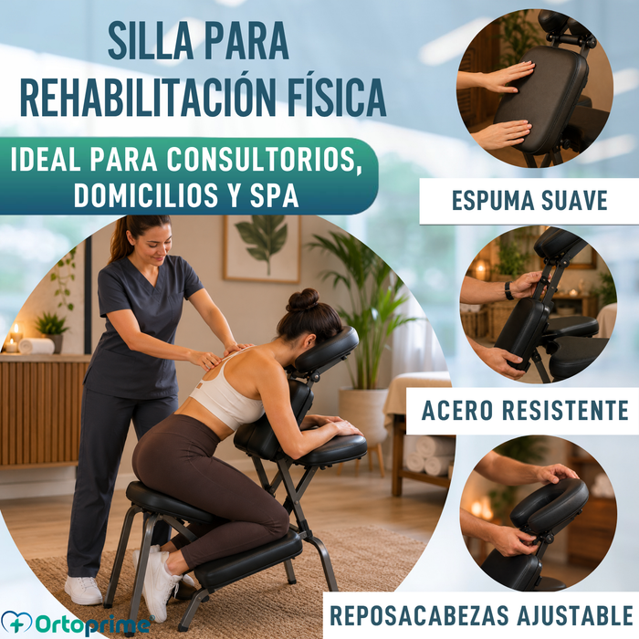 Silla para Masajes Plegable con Reposacabezas Ajustable