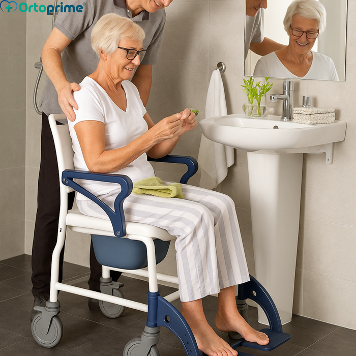 Silla Ducha WC Adultos Brazos y Pies Abatibles | Inodoro Portátil