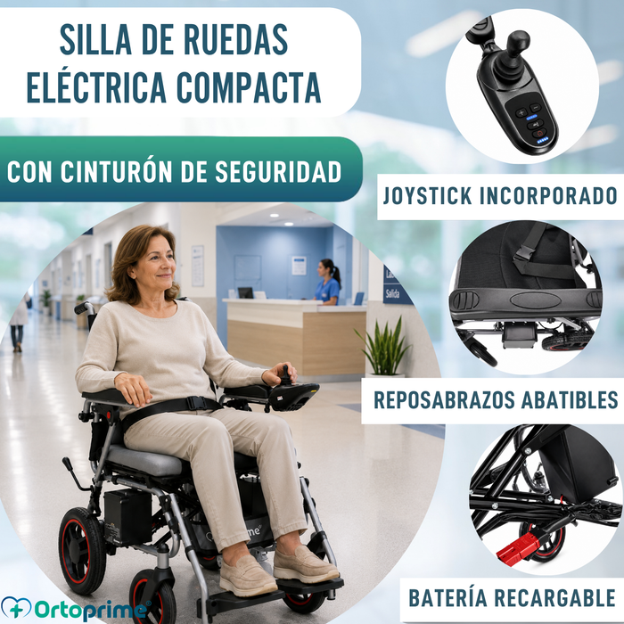 Silla de Ruedas Eléctrica Plegable con Cojín Incorporado