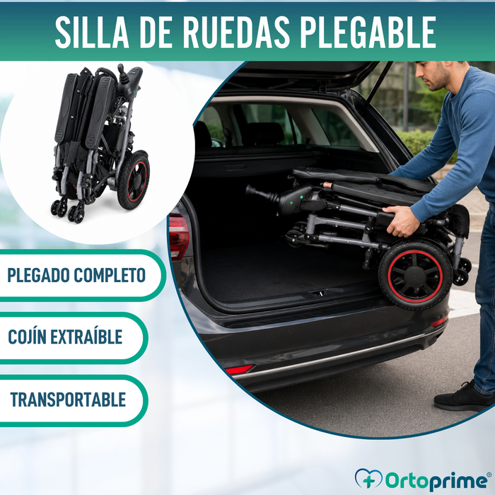 Silla de Ruedas Eléctrica Plegable con Cojín Incorporado