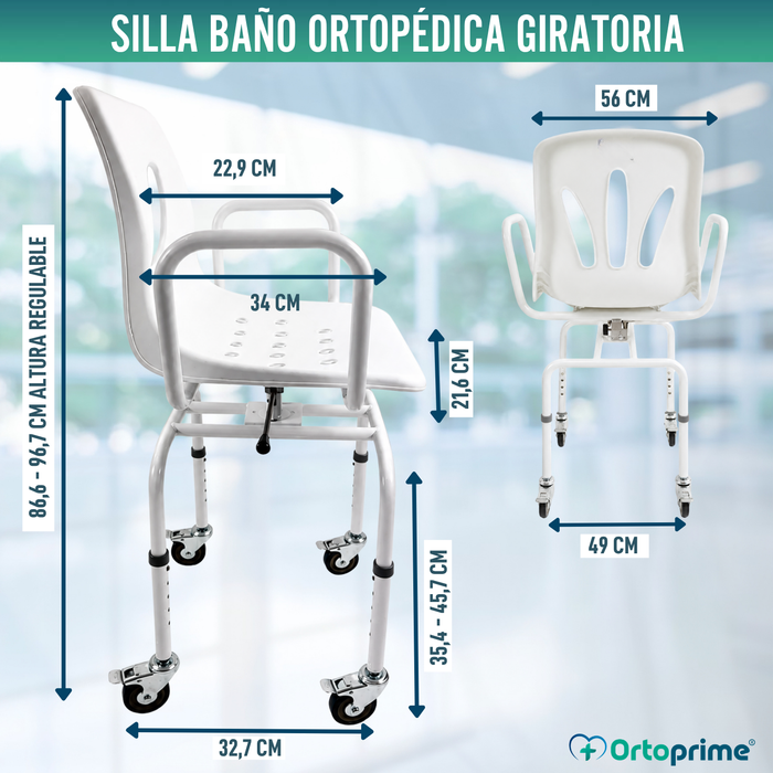 Silla Ducha Giratoria 360º con Ruedas | Silla Baño Adultos