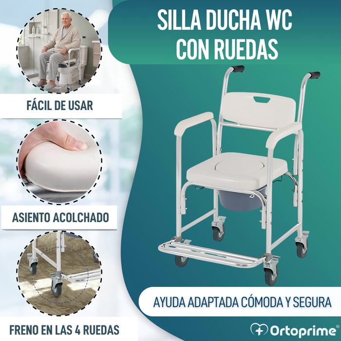 Silla Ducha WC con Pies Abatibles
