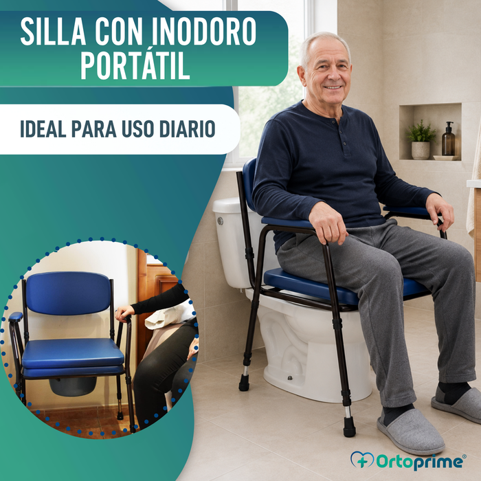 Silla WC Acolchada con Inodoro Portátil