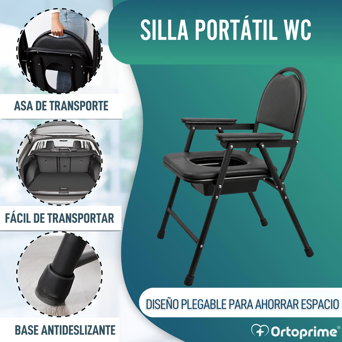 Silla WC Personas Mayores Plegable | Silla Inodoro Portátil