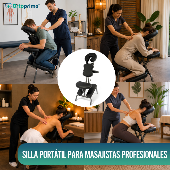 Silla para Masajes Plegable con Reposacabezas Ajustable