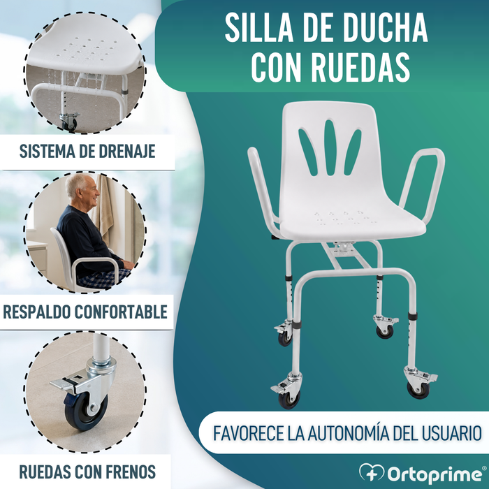Silla Ducha Giratoria 360º con Ruedas | Silla Baño Adultos