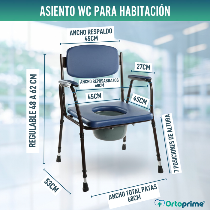 Silla WC Acolchada con Inodoro Portátil