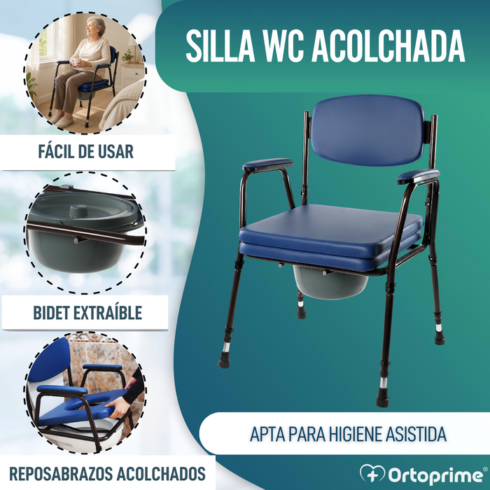 Silla WC Acolchada con Inodoro Portátil