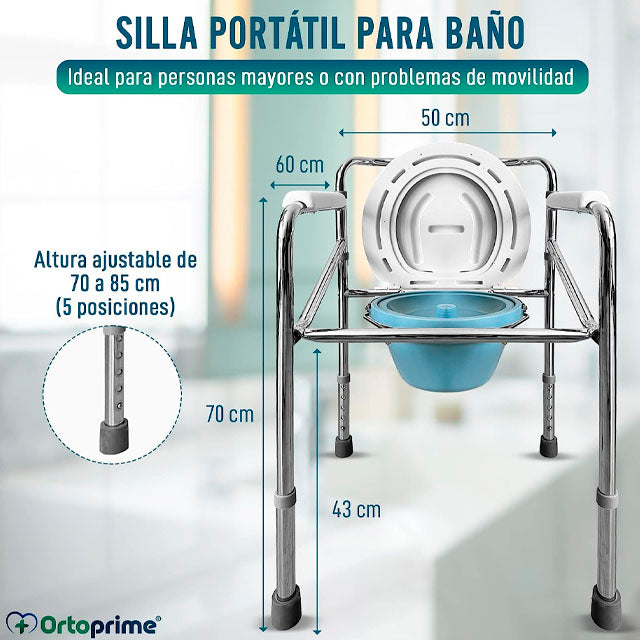 Silla WC Portátil con Orinal Plegable