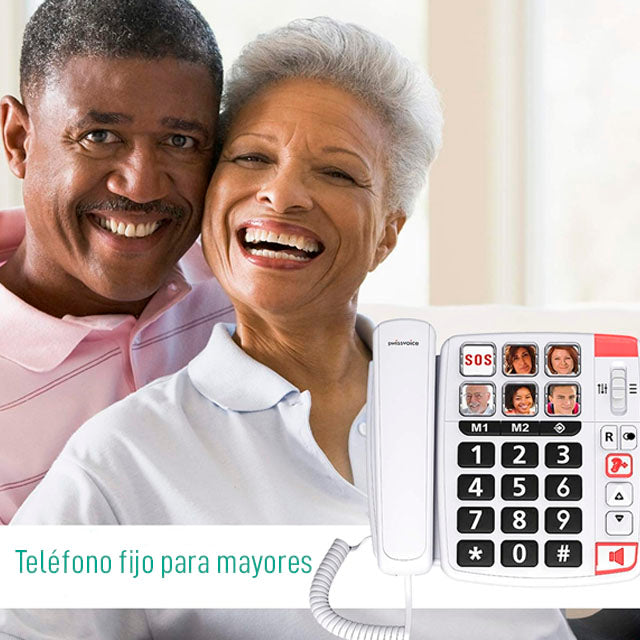 Teléfono fijo con cable para personas mayores en el hogar, teléfono fijo  LCD con botón grande, teléfono fijo de marcación rápida, llamadas manos