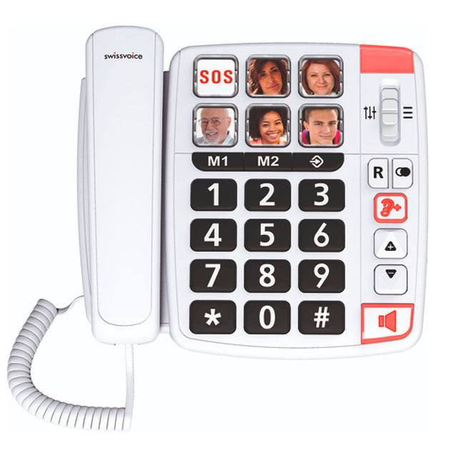 Teléfono fijo con botón grande para personas mayores S, teléfono fijo con  botón grande para personas mayores con llave de memoria de imagen  reemplazable, amplificador