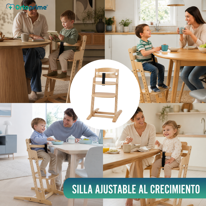 Trona Infantil Evolutiva de Madera con Altura Ajustable