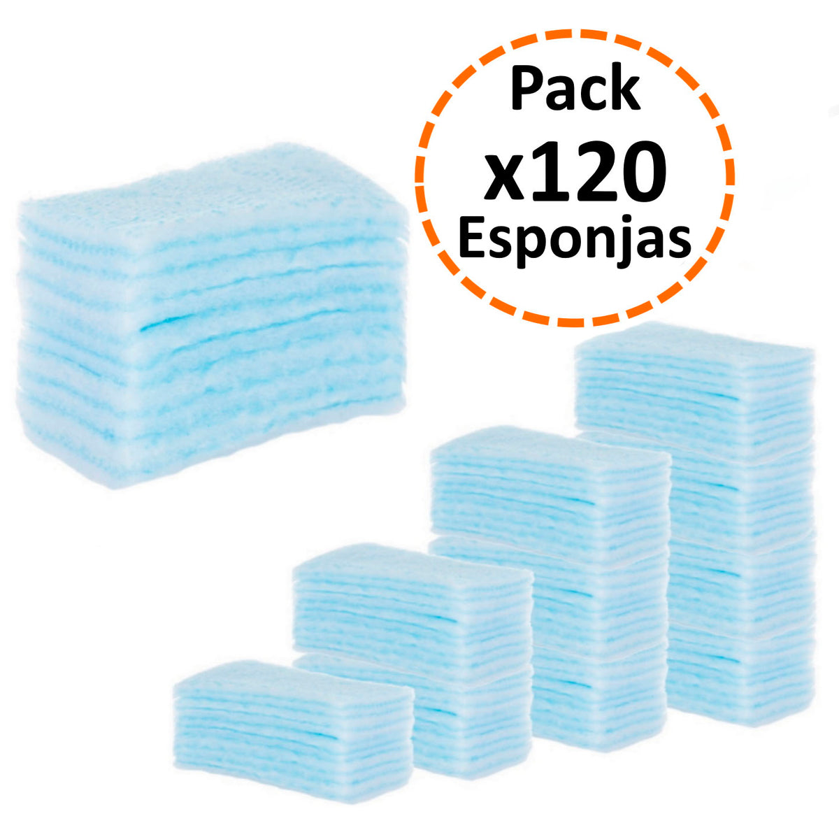 120 esponjas jabonosas, Uso casi sin agua, Desechables, Hidratante