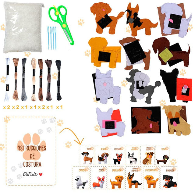 Kit De Costura Para Niños - 4 Animales De Fieltro (Conejo, Panda, Unicornio, Dinosaurio), Juguete Educativo Manualidades
