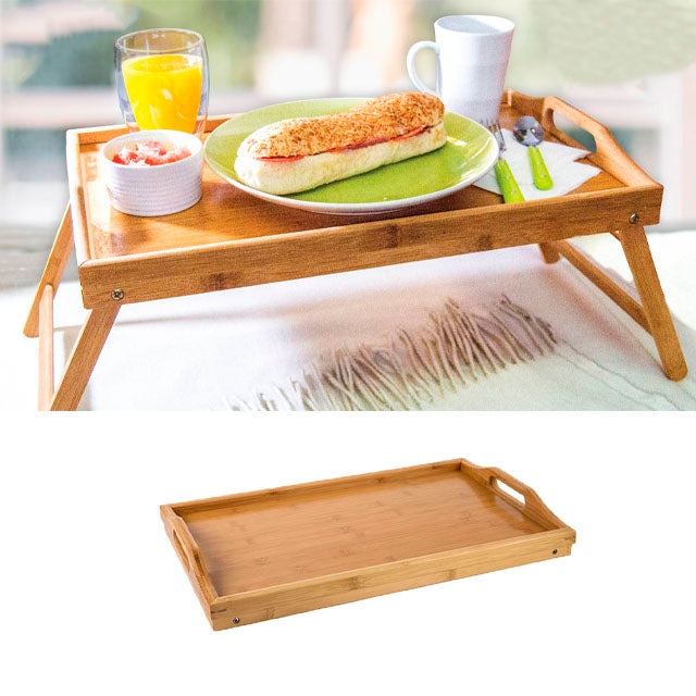 Mesa Bandeja Bambú Para Comer De Desayuno En La Cama Mesita Con Patas  Plegables